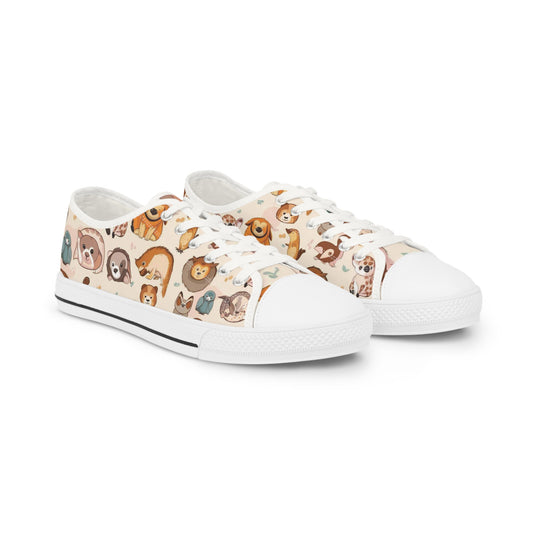 Whimsical Animal Print Low Top Sneakers for Animal Lovers