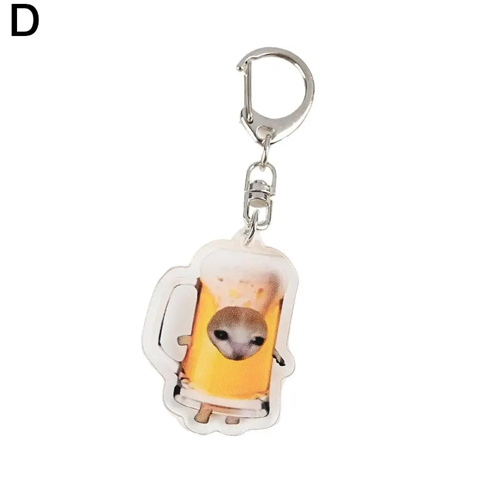 Apple Cat Memes Keychain Banana Cat Popular Schoolbag Mobile Phone Pendant Acrylic Fun Gift For Students Keyring Accessories