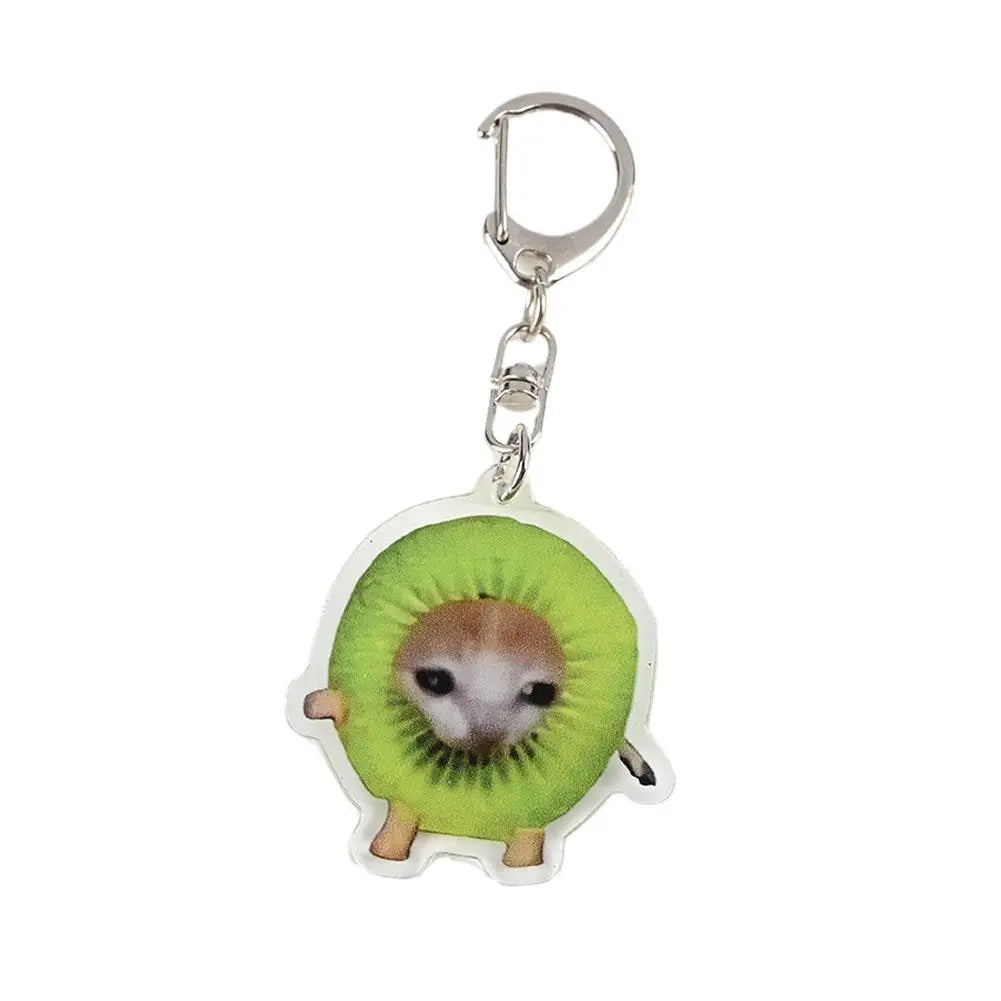 Apple Cat Memes Keychain Banana Cat Popular Schoolbag Mobile Phone Pendant Acrylic Fun Gift For Students Keyring Accessories