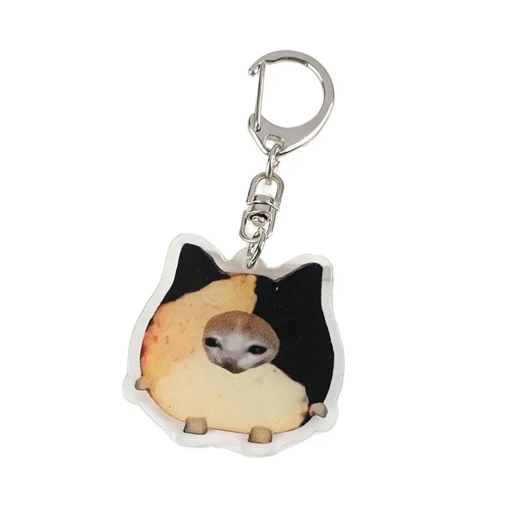 Apple Cat Memes Keychain Banana Cat Popular Schoolbag Mobile Phone Pendant Acrylic Fun Gift For Students Keyring Accessories