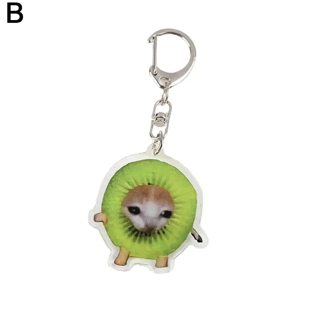 Apple Cat Memes Keychain Banana Cat Popular Schoolbag Mobile Phone Pendant Acrylic Fun Gift For Students Keyring Accessories