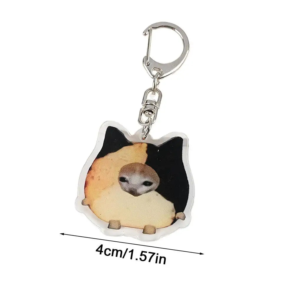 Apple Cat Memes Keychain Banana Cat Popular Schoolbag Mobile Phone Pendant Acrylic Fun Gift For Students Keyring Accessories